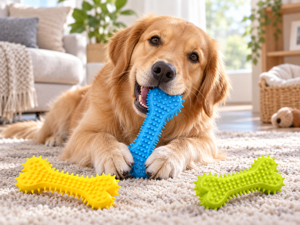 Textured Bone-Shaped Dog Chew Toy