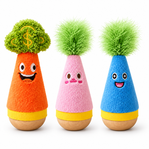 Interactive Wobble Pet Toy with Wooden Base