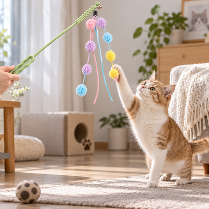 Wave-Style Catnip Ball Cat Teaser Wand